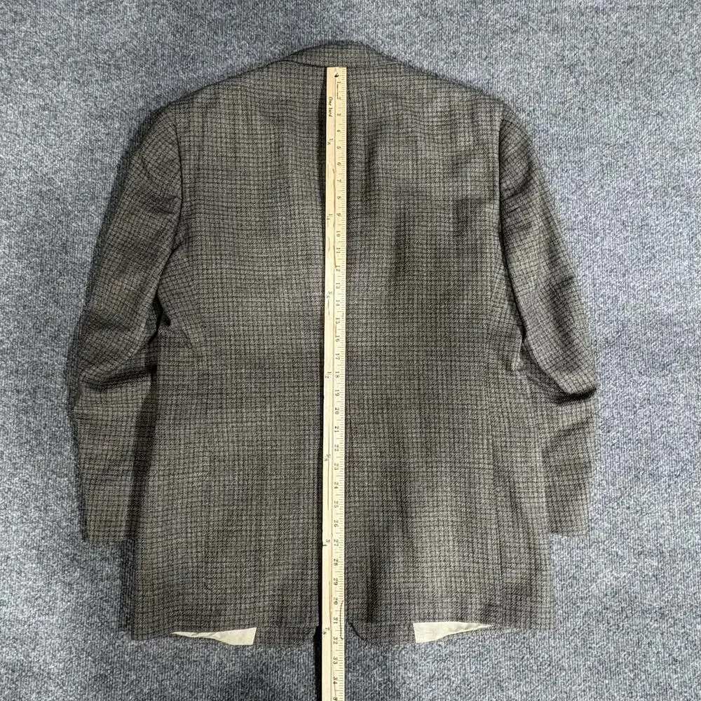Hart Schaffner Marx Blazer Mens 41R Brown Gray Wool Made USA Check Sport Coat